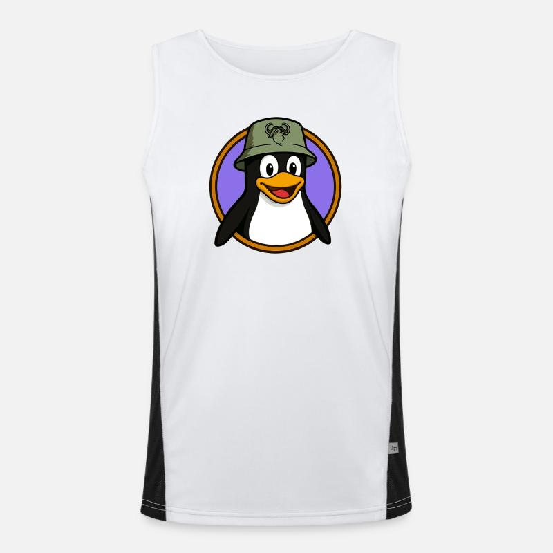 Tux Linux + GNU Hat - Men's Functional Contrast Tank Top  - white/black