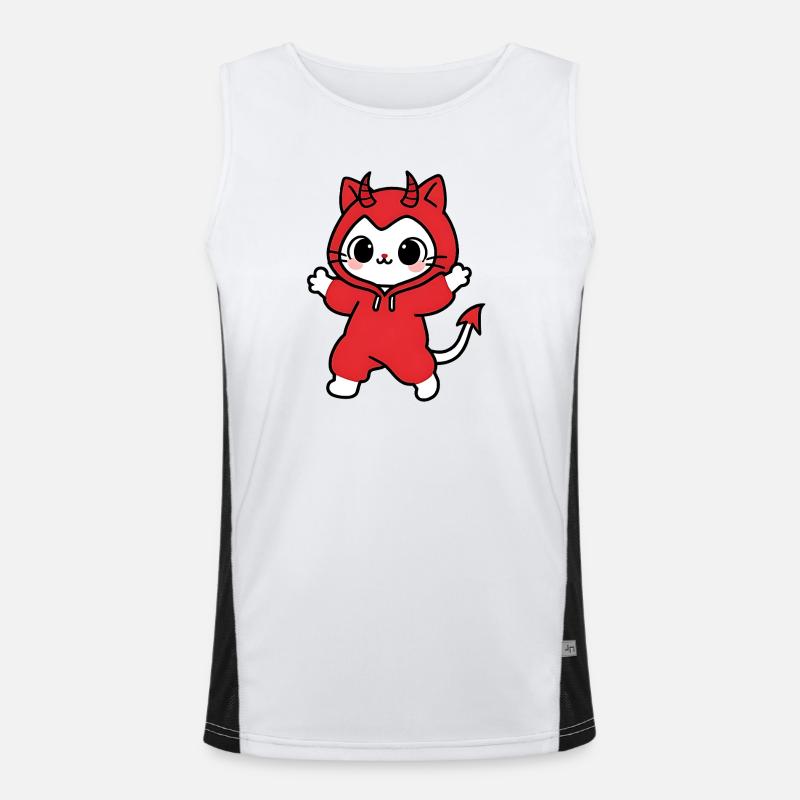 Cat Devil Kapuzenpullover Rot Funktionelles Kontrast-Tank Top für Männer 