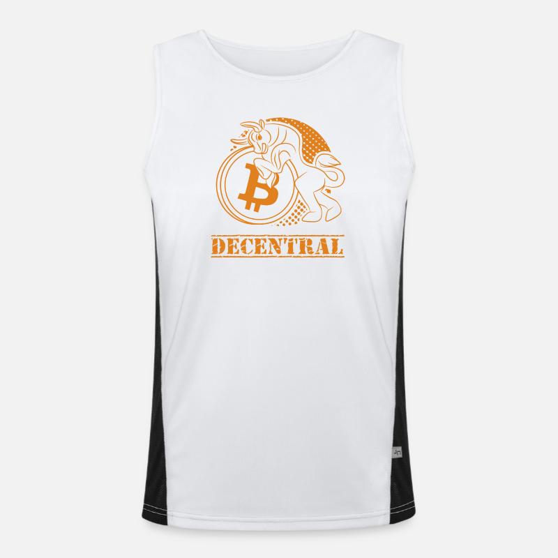 Decentral – Classic Bitcoin Design - Men's Functional Contrast Tank Top  - white/black