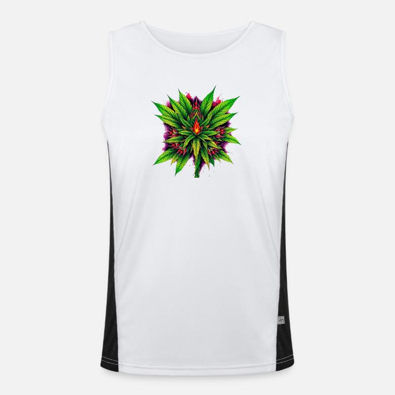 Feuer Mandala Cannabisblatt Stern Funktionelles Kontrast-Tank Top für Männer 