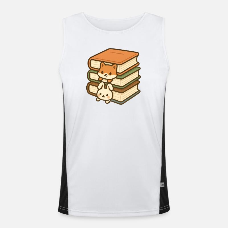 Kawaii Book Stack Duo Funktionelles Kontrast-Tank Top für Männer 