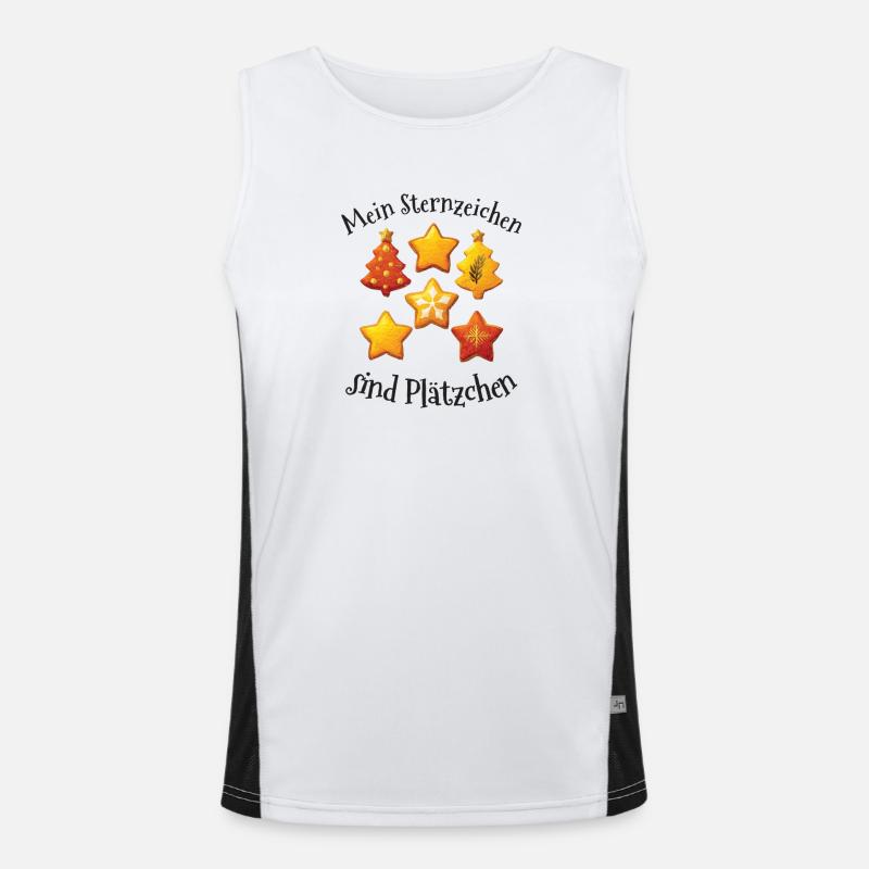Lustiges Weihnachten Sternzeichen Plätzchen Motiv Funktionelles Kontrast-Tank Top für Männer 