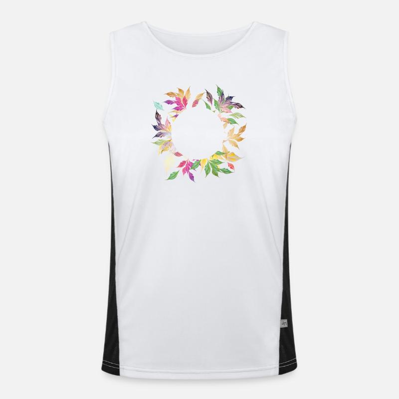 Imaginative leaf frame – delicately shimmering - Men's Functional Contrast Tank Top  - white/black