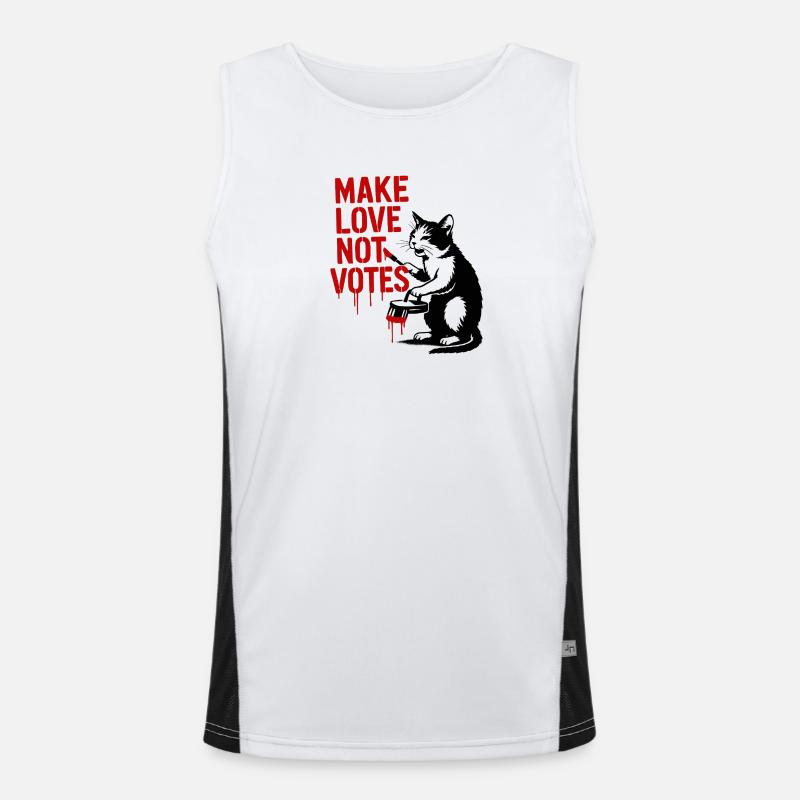 Make Love Not Votes Cat Men's Functional Contrast Tank Top 