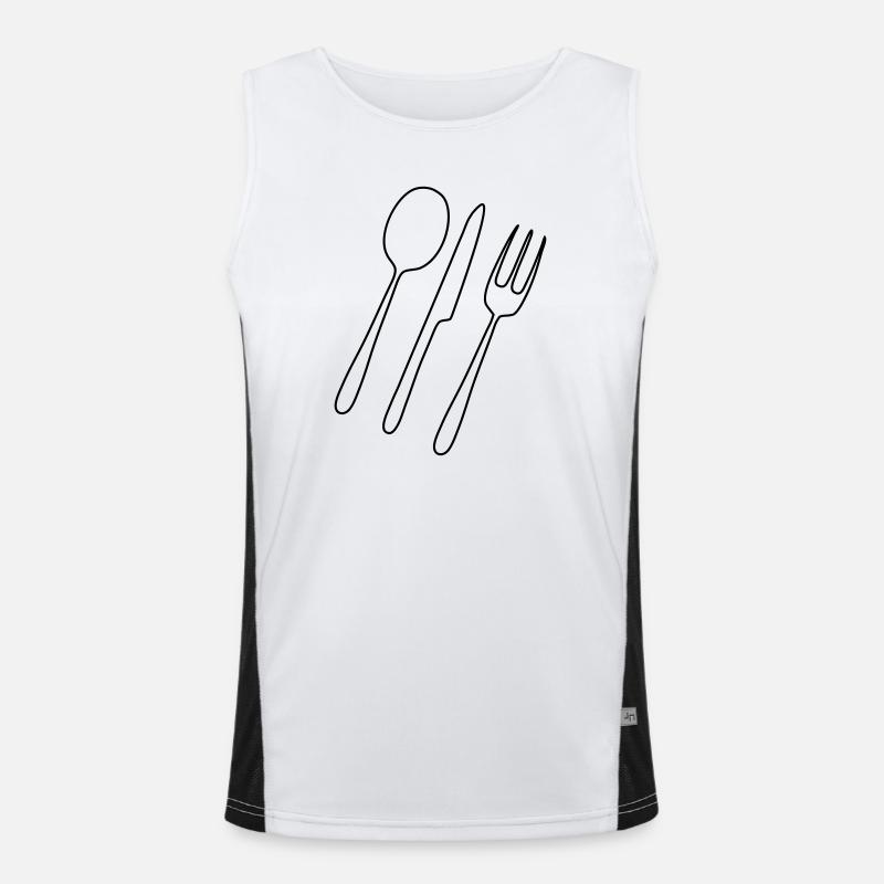 Besteck Gabel Löffel Funktionelles Kontrast-Tank Top für Männer 