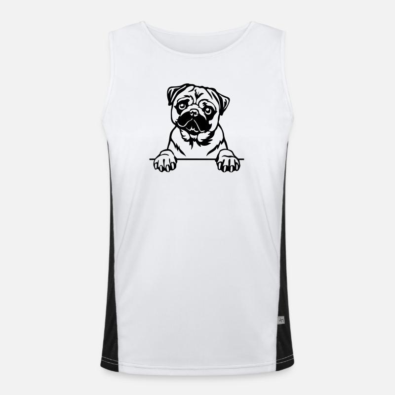 Pug Head - Men's Functional Contrast Tank Top  - white/black