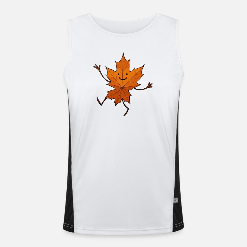 Comic Leaf Leaf Dancing Woodland Fall Maple Men's Functional Contrast Tank Top 