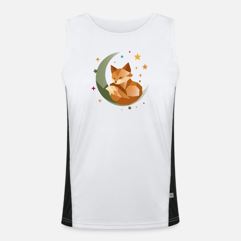 Sleeping Fox on the Moon – Geometric - Men's Functional Contrast Tank Top - white/black