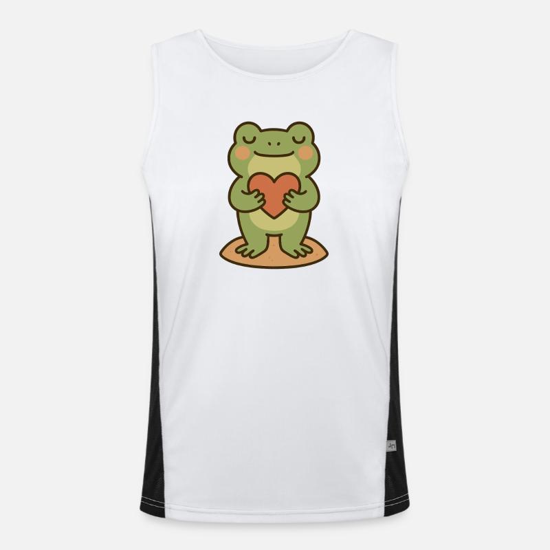 Frosch mit Herz – Liebevolles Design Funktionelles Kontrast-Tank Top für Männer 