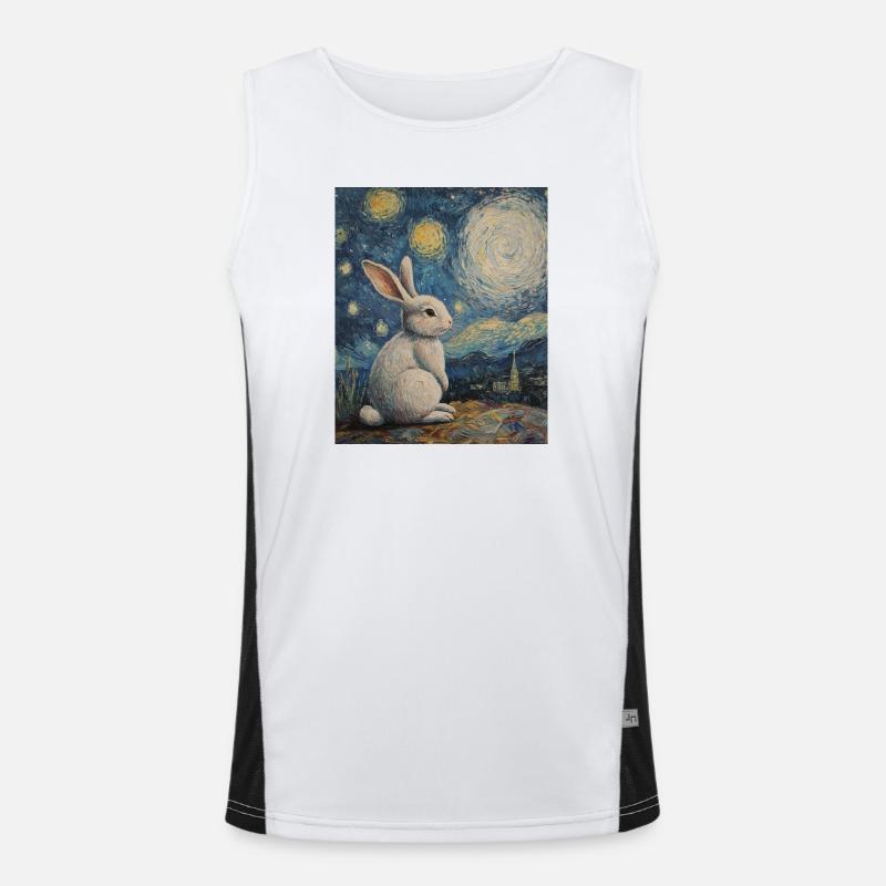 Rabbit Van Gogh Style Starry Night Men's Functional Contrast Tank Top 