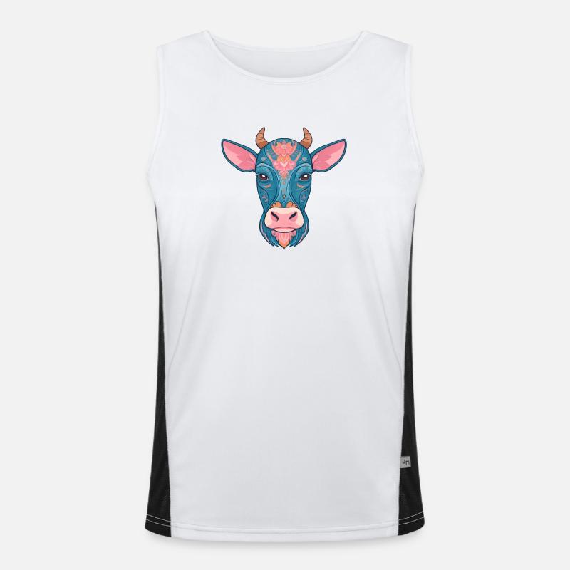 Vache bleue florale Débardeur respirant contrasté Homme 