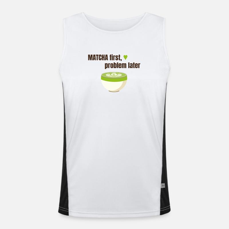 Matcha first, problem later - Men's Functional Contrast Tank Top  - white/black