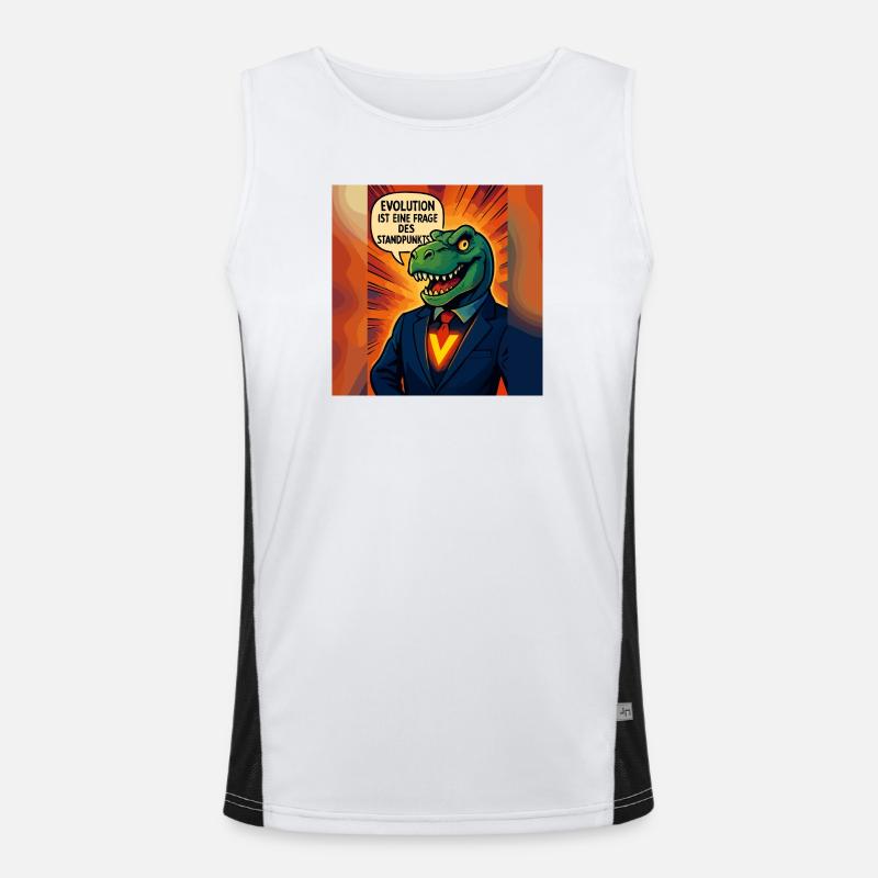 Dino in a suit – evolution is a matter of opinion Men's Functional Contrast Tank Top 