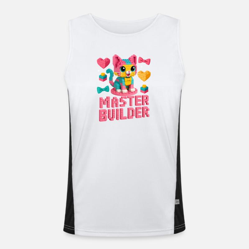 Maître constructeur créatif brique amoureux de la construction de blocs Débardeur respirant contrasté Homme 
