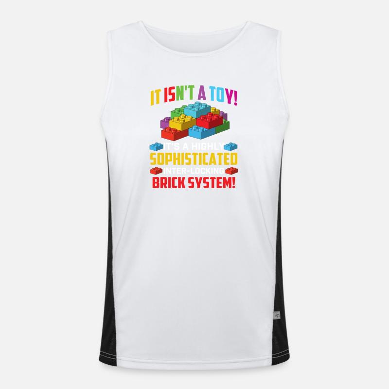 Sophisticated Interlocking Brick System Humor Men's Functional Contrast Tank Top 