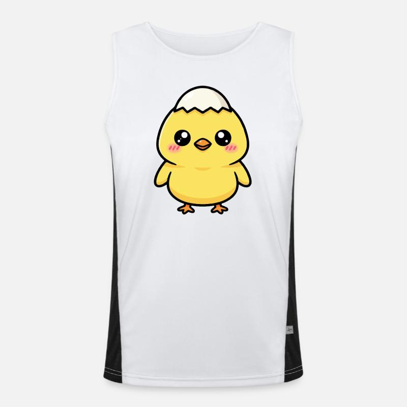 Chick with Kawaii cap Men's Functional Contrast Tank Top 