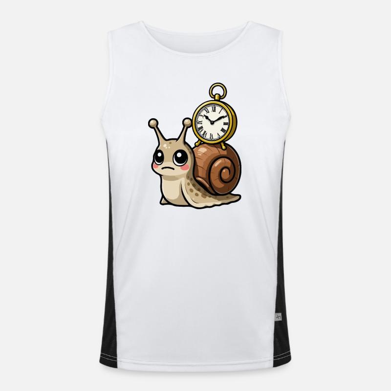 Snail with clock on shell Men's Functional Contrast Tank Top 