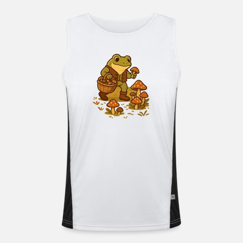 Frog with Mushroom Basket – Mushroom Picker Frog Men's Functional Contrast Tank Top 