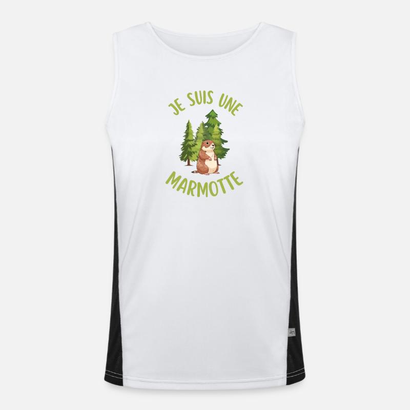 Ich bin ein Murmeltier im Wald Funktionelles Kontrast-Tank Top für Männer 