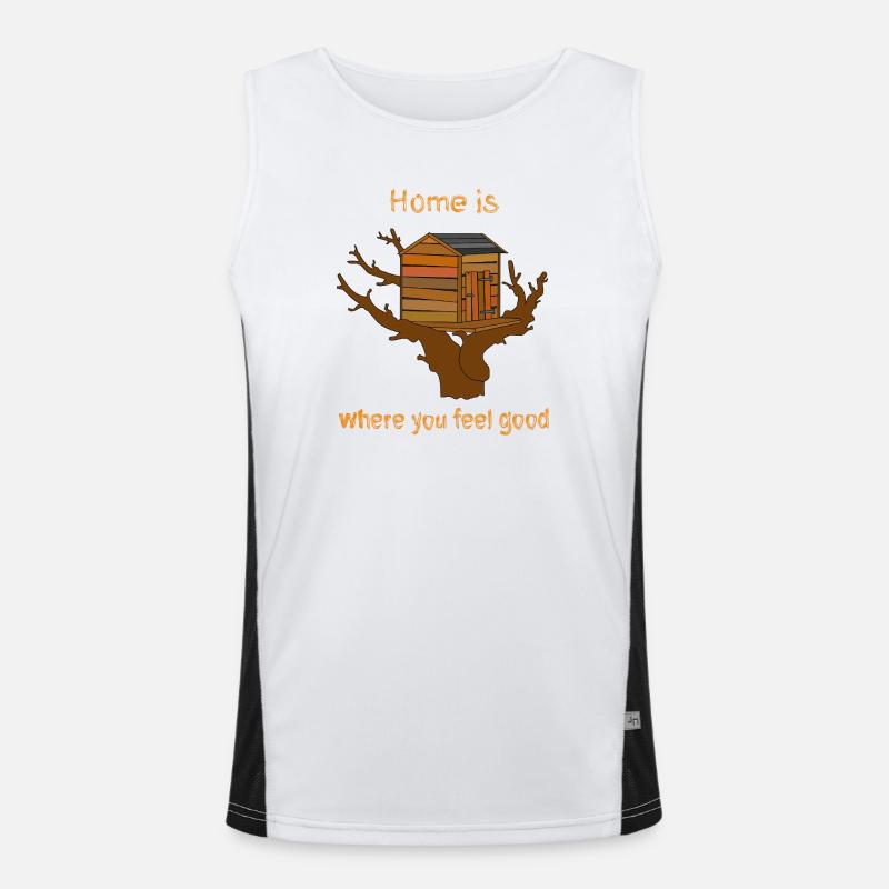 House in the Tree with Text Men's Functional Contrast Tank Top 