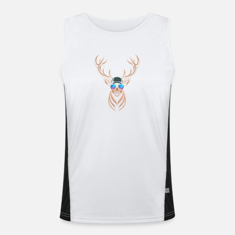 Cooler Hirsch mit Geweih  Funktionelles Kontrast-Tank Top für Männer 