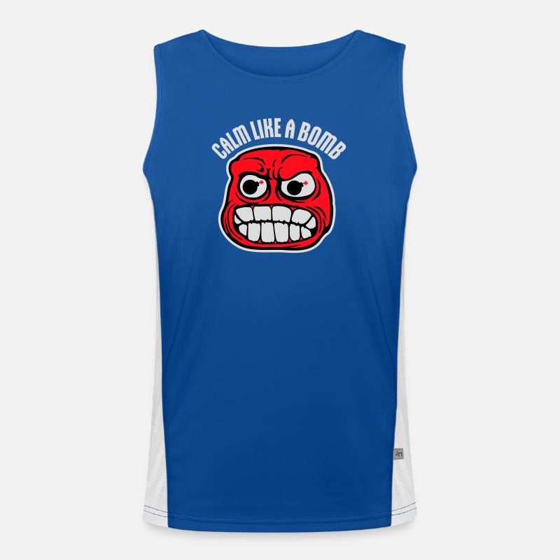 Calm Like Bomb Paradox Ironie Humor Explosiv Witz Funktionelles Kontrast-Tank Top für Männer 