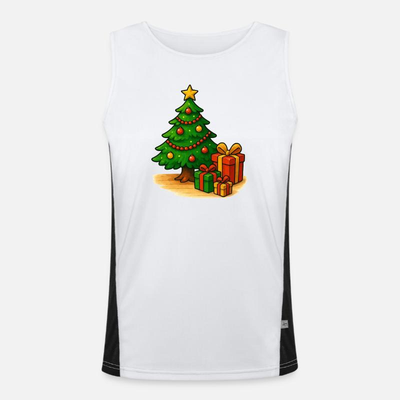 Weihnachtsbaum mit Geschenken Muster Funktionelles Kontrast-Tank Top für Männer 