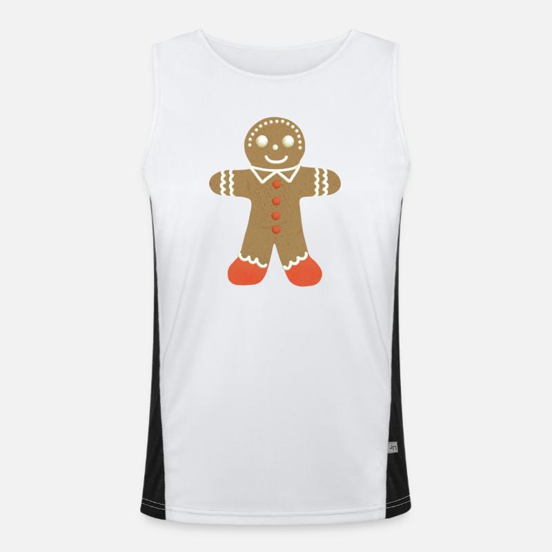 Gingerbread Man biscuit cookie  Men's Functional Contrast Tank Top 