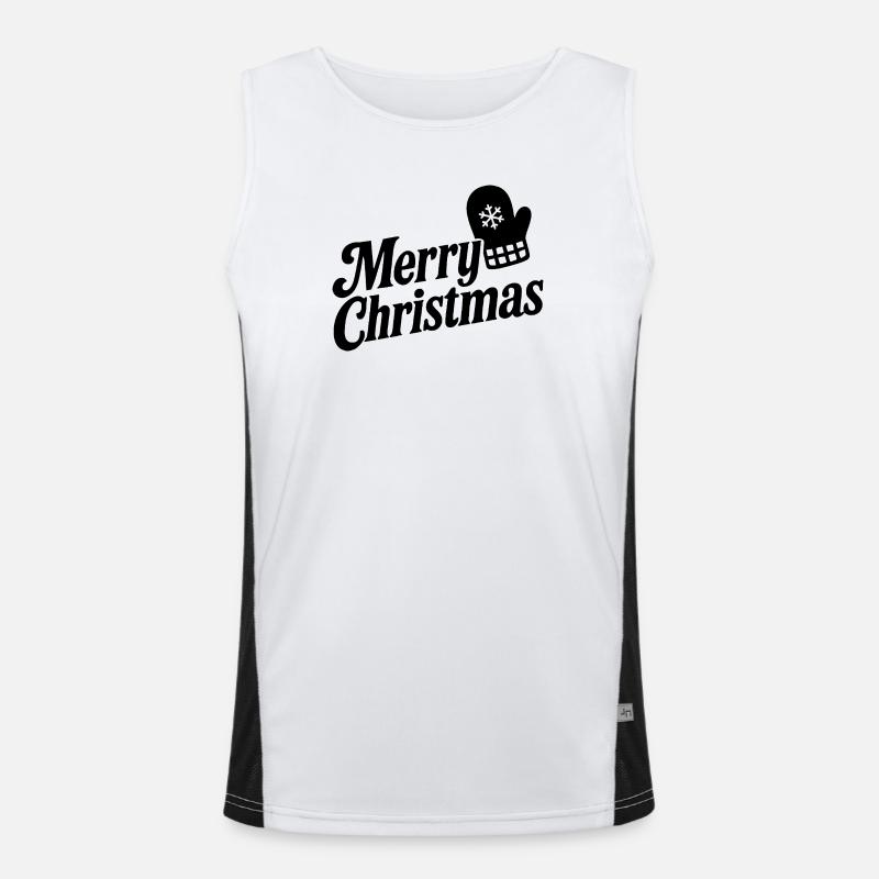 Merry Christmas with Snowflake Glove Men's Functional Contrast Tank Top 