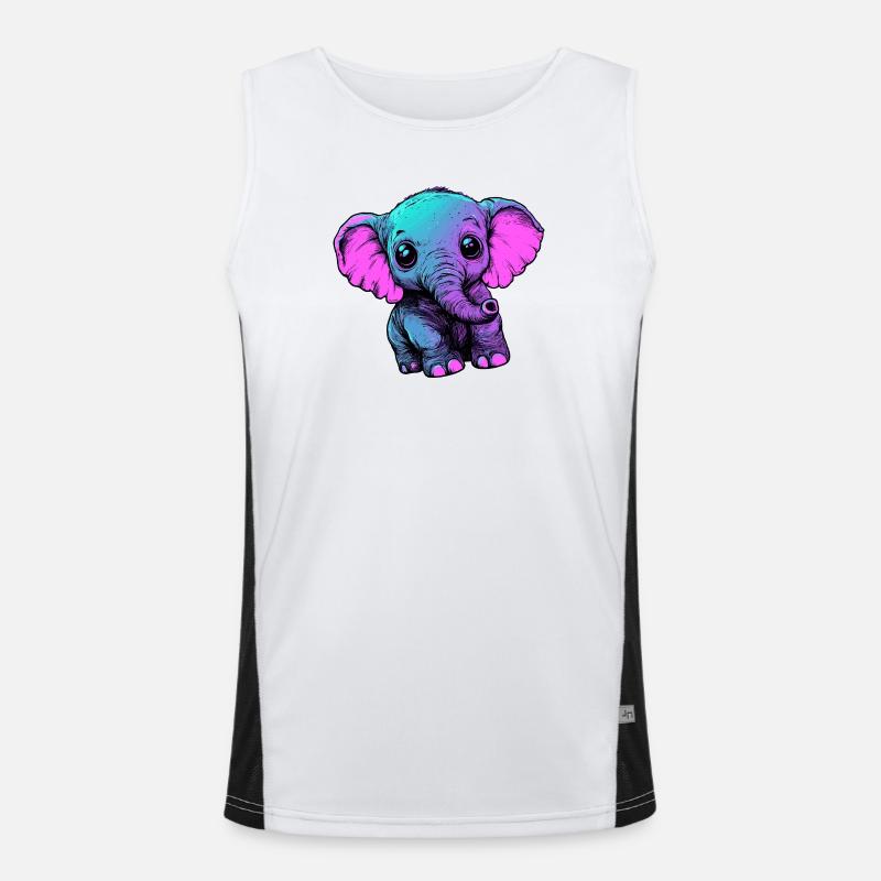 Neon Elephant Pop Art Colors Men's Functional Contrast Tank Top 