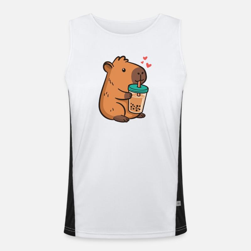 Capybara Bubble Tea Kawaii Boba Tee Milchtee Funktionelles Kontrast-Tank Top für Männer 