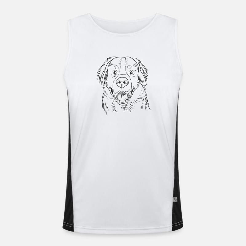 Bernese Mountain Dog Dad Sketch Art Pride Men's Functional Contrast Tank Top 
