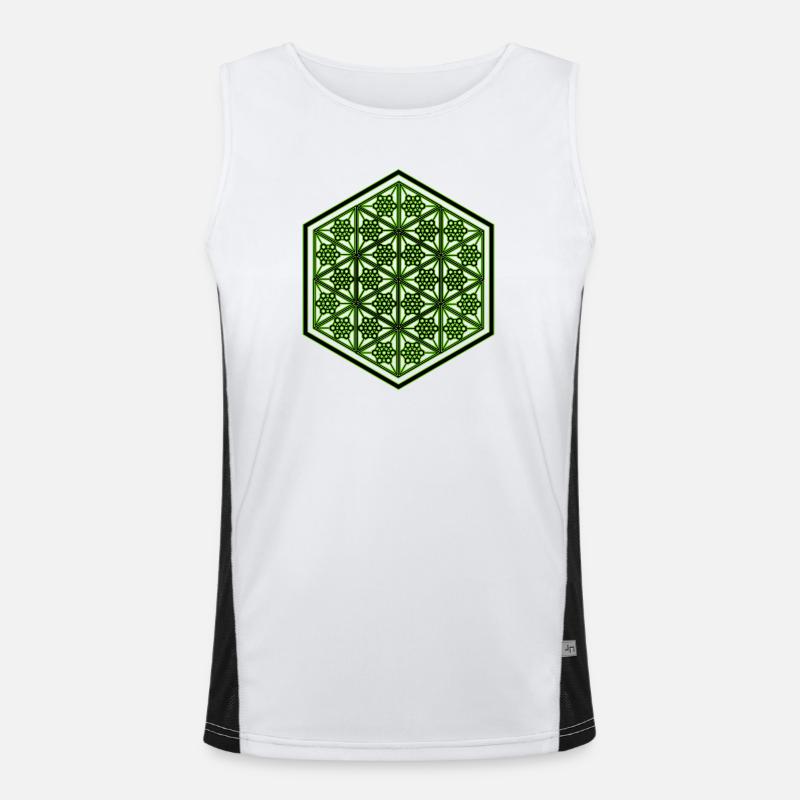 Geometric Hexagon Pattern Yoga Goa Psytrance Men's Functional Contrast Tank Top 
