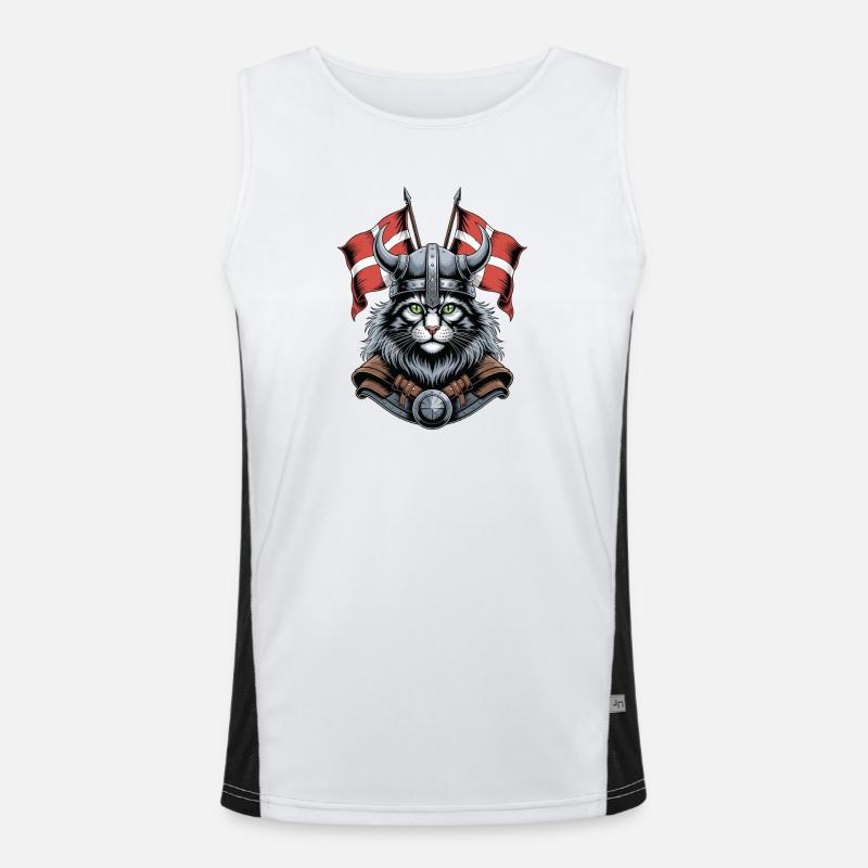 Viking Cat with Helmet Men's Functional Contrast Tank Top 