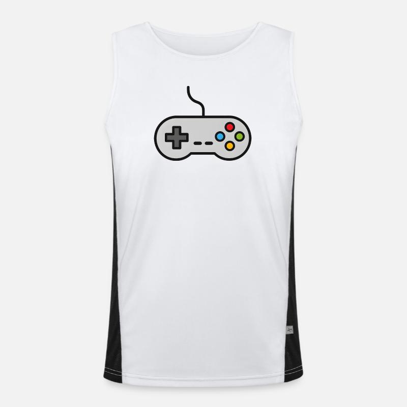 Retro Control Silhouette Gamer Game Console - Men's Functional Contrast Tank Top  - white/black