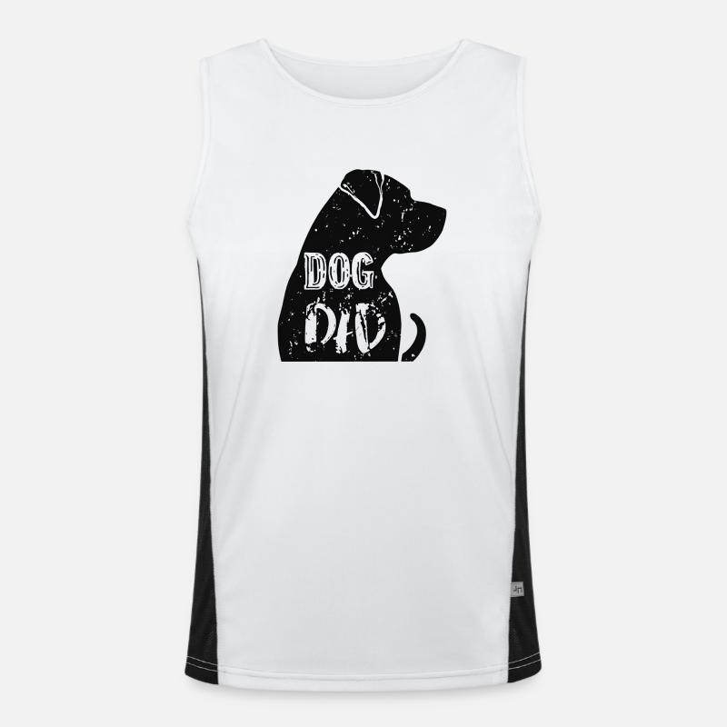 Silhouette de papa chien avec texte Débardeur respirant contrasté Homme 