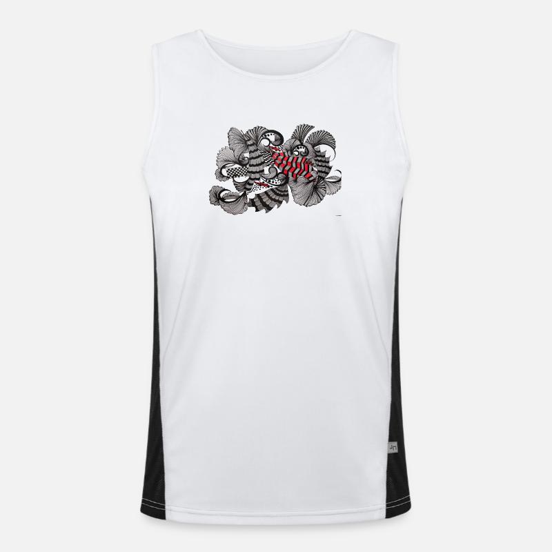 Black White Red Pattern Men's Functional Contrast Tank Top 
