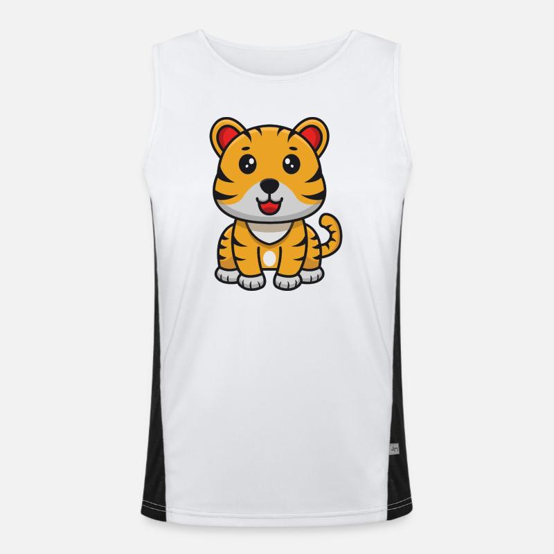Tiger cartoon Men's Functional Contrast Tank Top 