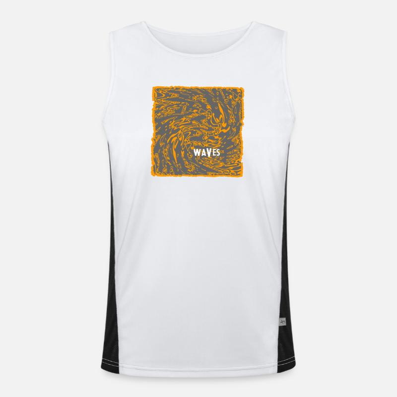 Orange Wave Pattern Art Men's Functional Contrast Tank Top 
