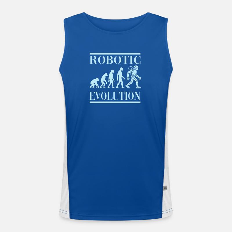 Roboter Evolution Fortschritt Mensch Zukunft Funktionelles Kontrast-Tank Top für Männer 