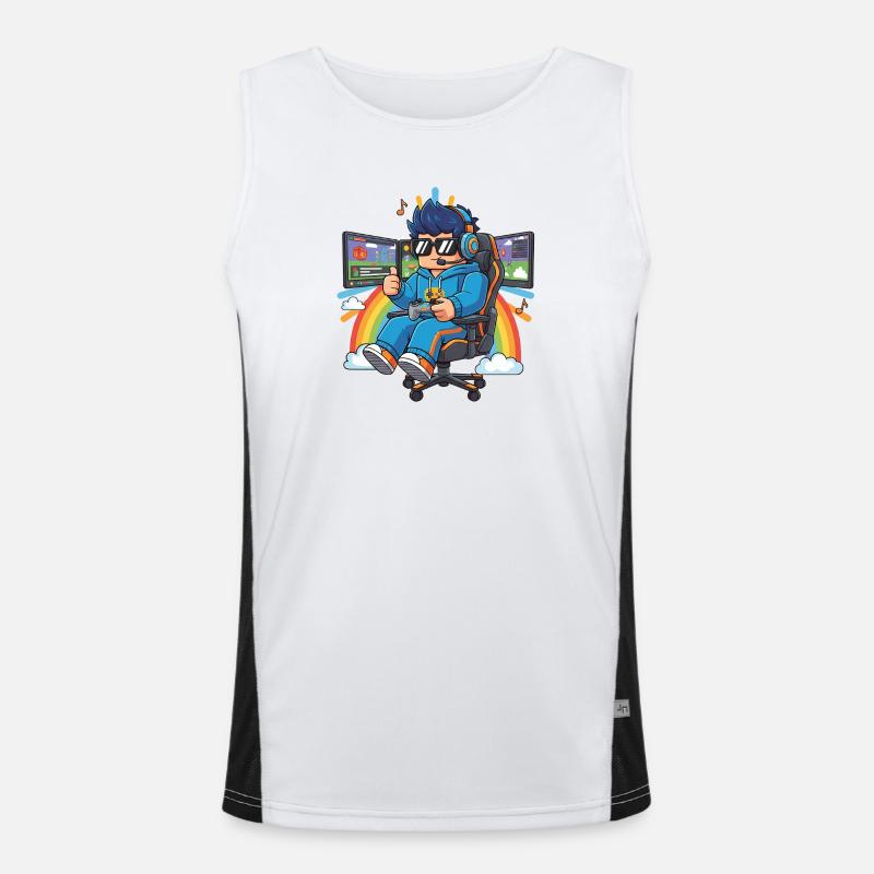 Cooler Streamer, der Spiele spielt Funktionelles Kontrast-Tank Top für Männer 