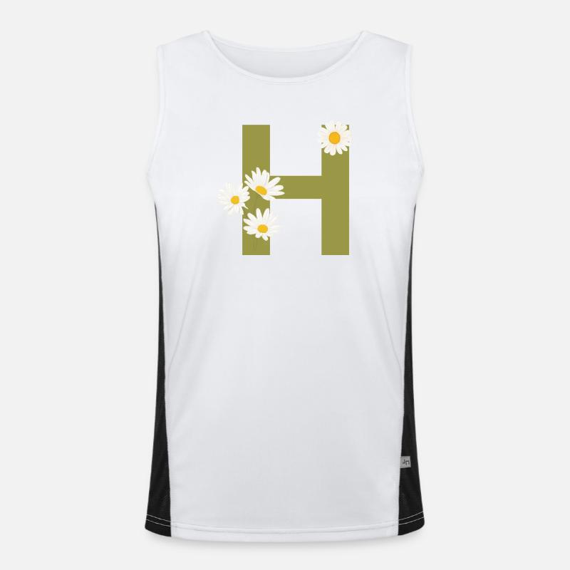 Buchstabe h grüne Gänseblümchen Funktionelles Kontrast-Tank Top für Männer 