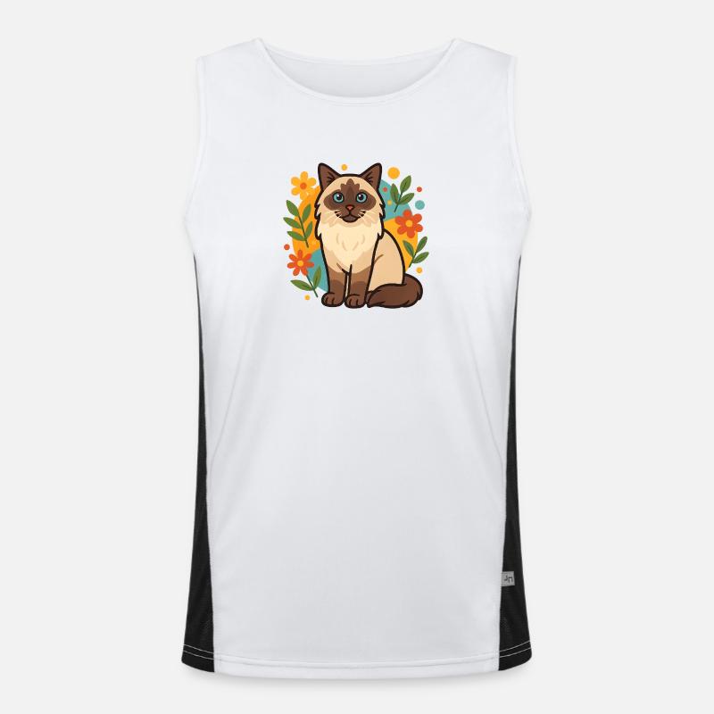 Chat Ragdoll avec cercle de fleurs Débardeur respirant contrasté Homme 