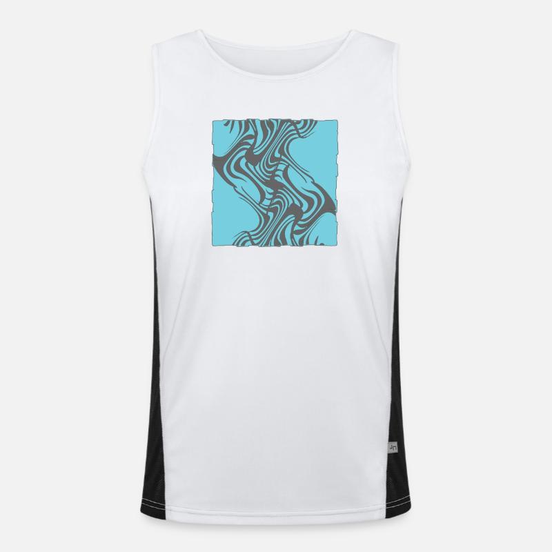 Zebra Pattern Cyan Men's Functional Contrast Tank Top 