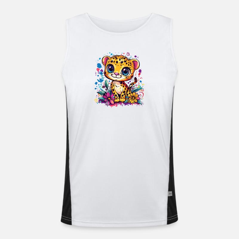Bébé léopard coloré avec des fleurs Débardeur respirant contrasté Homme 