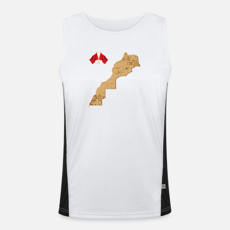 Map Morocco Vintage Flags Men's Functional Contrast Tank Top 