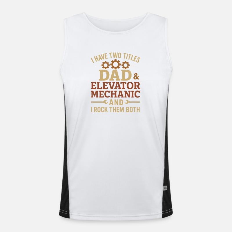 Funny Elevator Inspector Dad And Elevator Mechanic Funktionelles Kontrast-Tank Top für Männer 