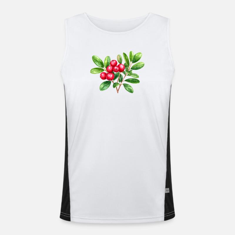 Preiselbeere – botanisches Aquarell Funktionelles Kontrast-Tank Top für Männer 
