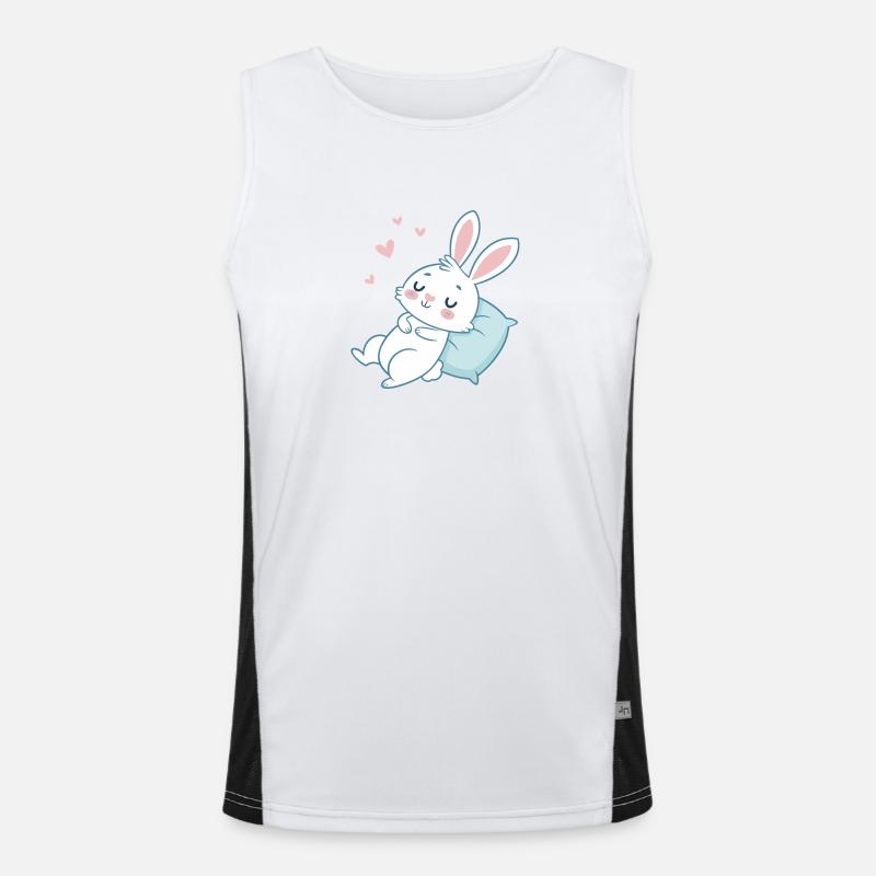 Lapin rêveur sur coussin pastel Débardeur respirant contrasté Homme 