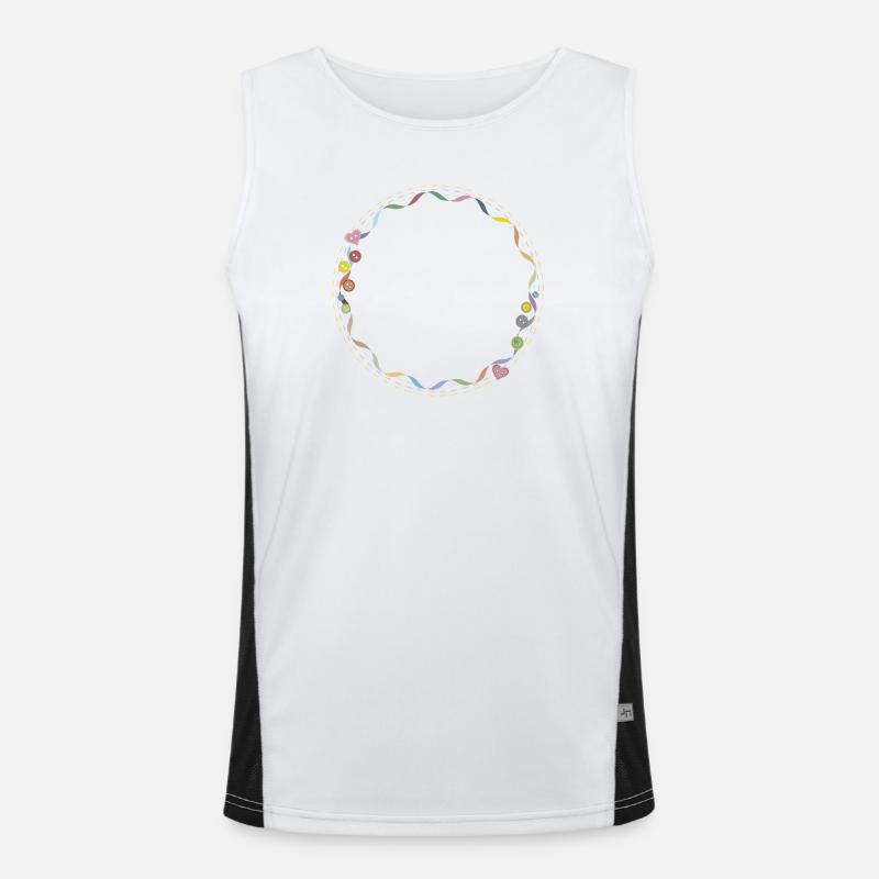 Embroidered Frame – Creative Needlework Motif Men's Functional Contrast Tank Top 